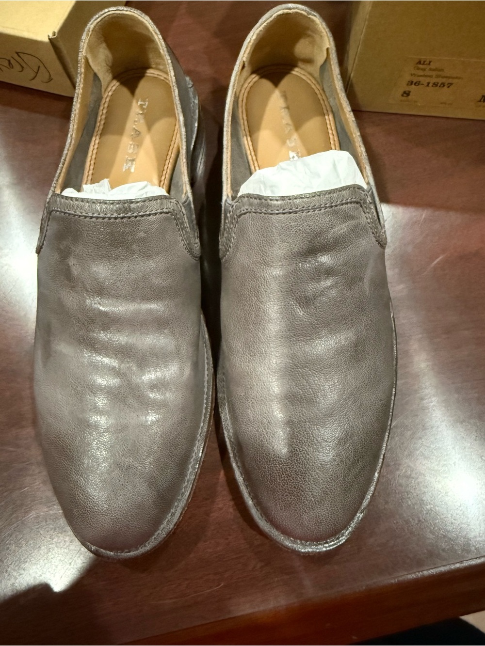 Trask Women's Slip-On Loafers in Gray Leather